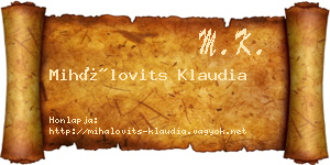 Mihálovits Klaudia névjegykártya